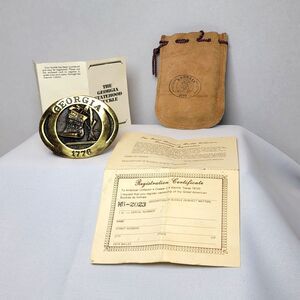 1981 Georgia 1776 Brass Belt Buckle Heritage Registered Collection Vintage